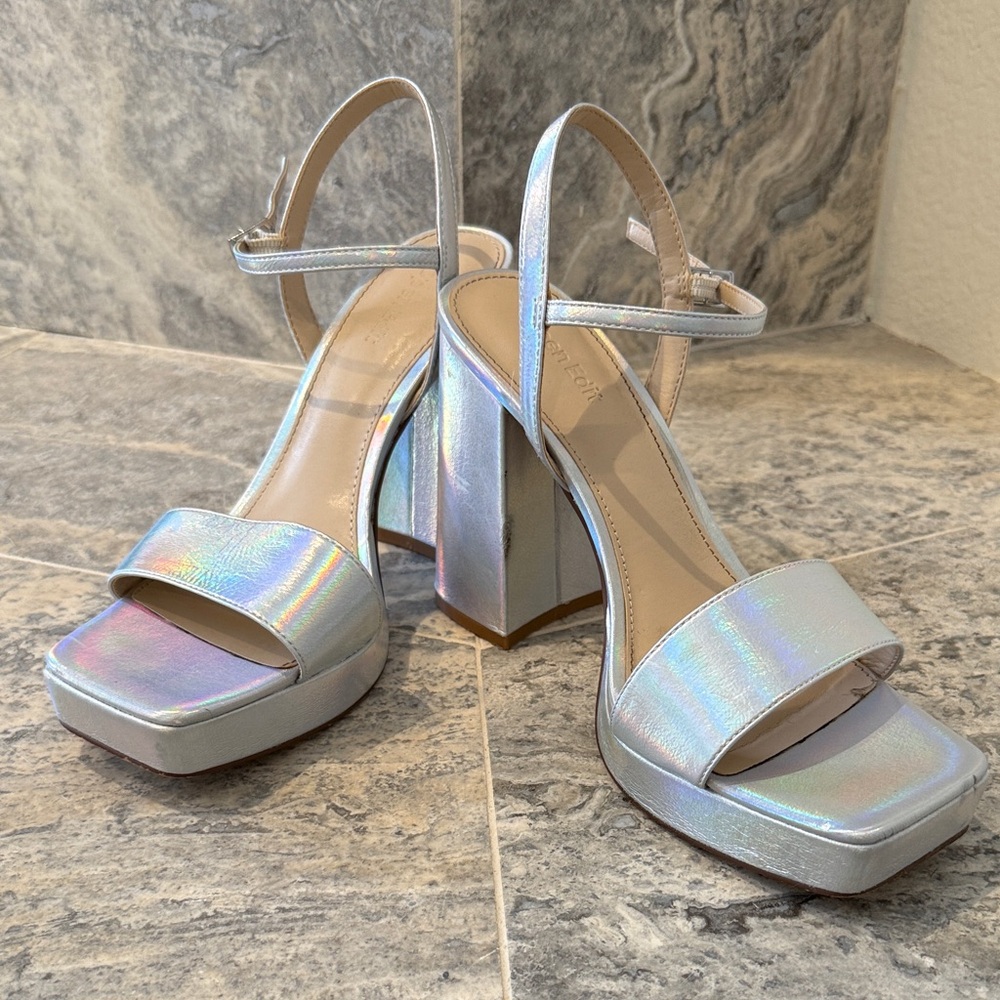 Shimmering Silver Platform Heels